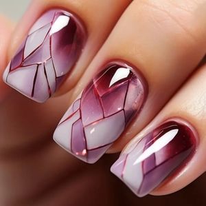 Geometric Purple Press-On Nails